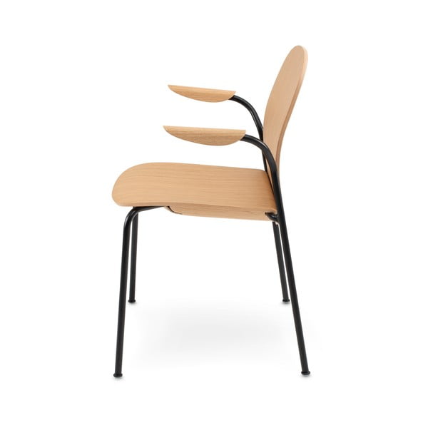 Natúr színű karfás-rakásolható étkezőszék szett 2 db-os tölgyfa dekorral Book – Gazzda-image-4