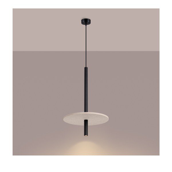Fekete-bézs fém függőlámpa ø 30 cm Rilu – Sollux-image-2