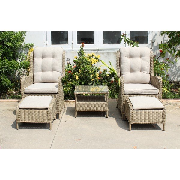 Világosbarna műrattan kétszemélyes kerti lounge szett Valencia – Garden Pleasure-image-3