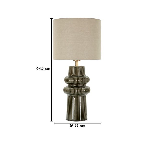 Khaki-krémszínű kerámia asztali lámpa textil búrával (magasság 64,5 cm) Harmony – Mauro Ferretti-image-4