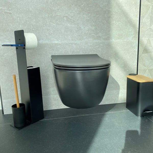 Matt fekete acél pedálos szemetes 5 l   Erik – Spirella-image-2