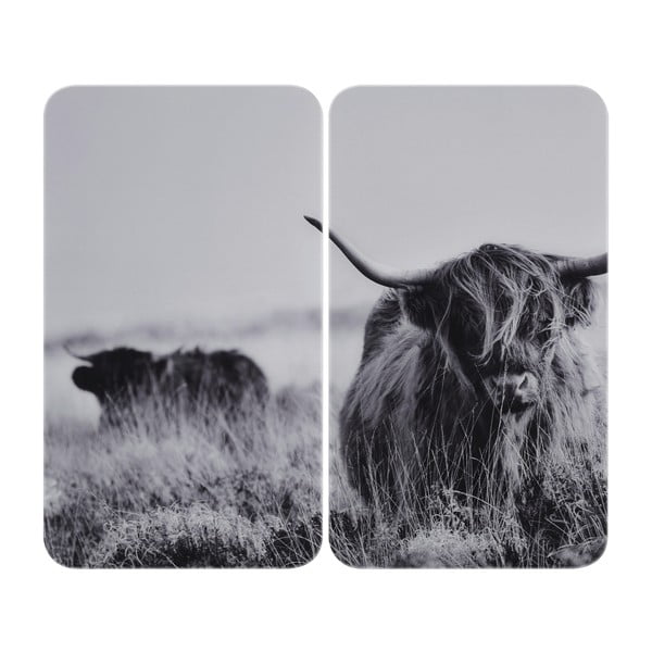 Edzett üveg tűzhely fedőlap szett 2 db-os 30x52 cm Universal Highland Cattle – Wenko