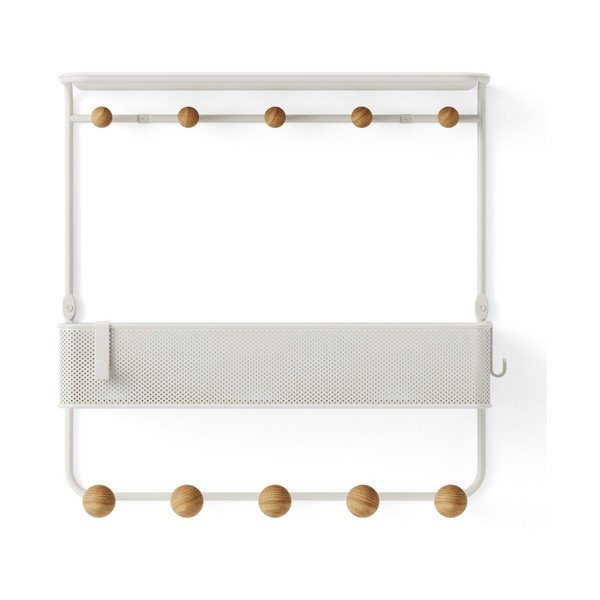 Fehér-natúr színű fém fali fogas polccal Estique – Umbra