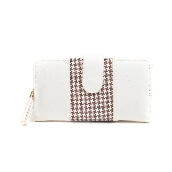 Ophelia fehér pénztárca barna részletekkel - Mangotti Bags