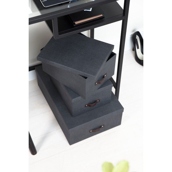 Inge 3 db-os fekete tárolódoboz szett - Bigso Box of Sweden-image-1