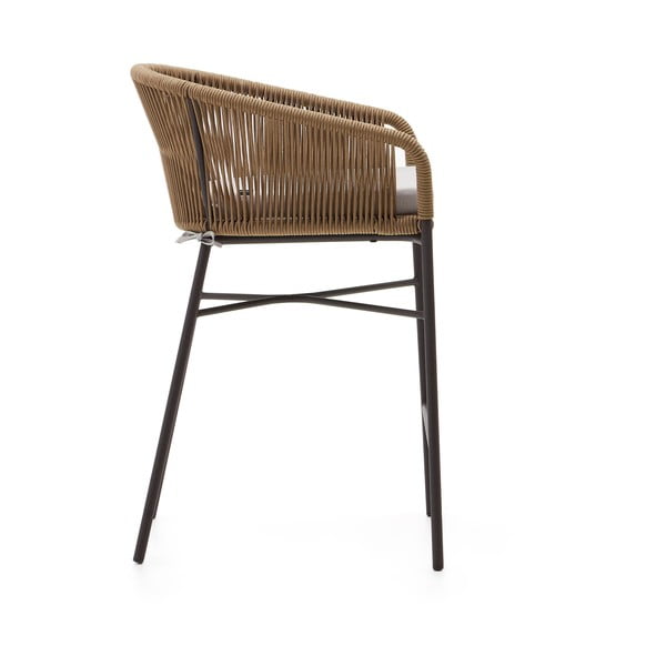 Bézs fém-párnázott kerti bárszék Yanet – Kave Home-image-4