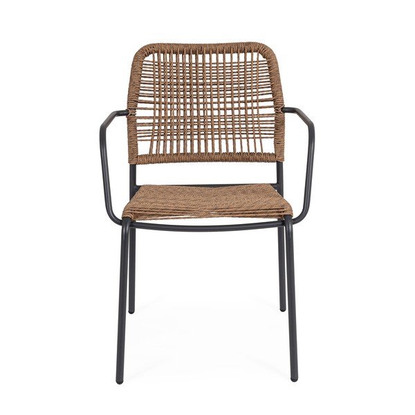 Sötétszürke-natúr színű fém kerti szék Jable – Bizzotto-image-2