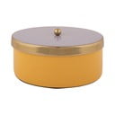 Sárga dekoratív fém tárolódoboz ø 16x6 cm Double Funky – PT LIVING