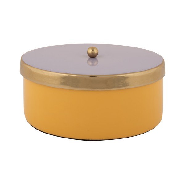 Sárga dekoratív fém tárolódoboz ø 16x6 cm Double Funky – PT LIVING