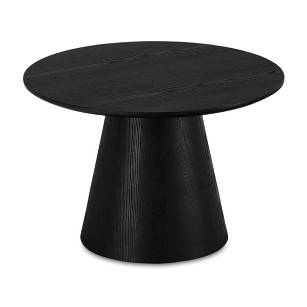 Fekete dohányzóasztal tölgyfa dekorral ø 60 cm Tango – Furnhouse