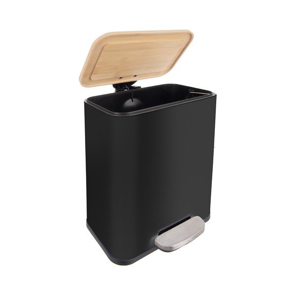 Fekete rozsdamentes acél pedálos szemetes 5 l Black – Orion-image-3