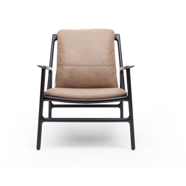 Fekete-bézs bőr fotel Dedo – Gazzda-image-2