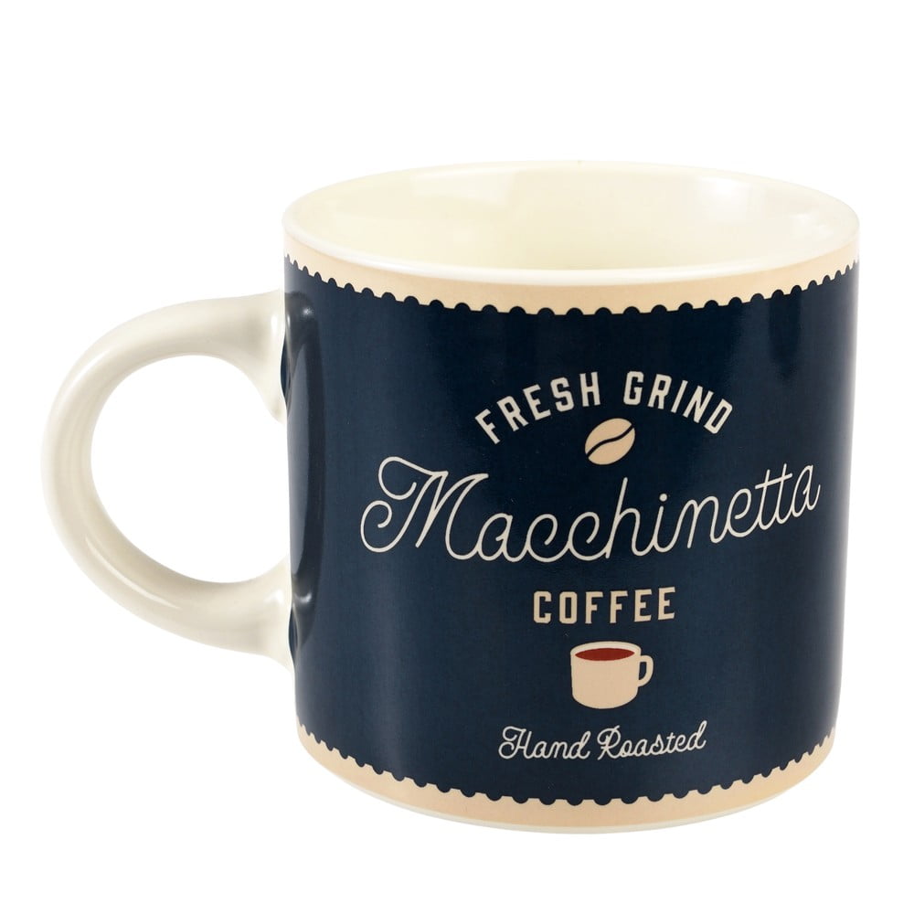 Sötétkék-krémszínű kerámia bögre 350 ml Macchinetta  Rex London