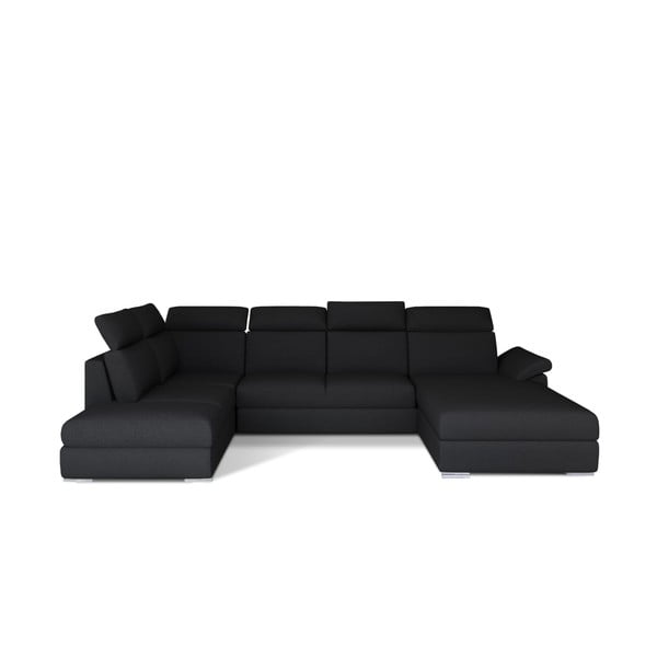 Fekete kinyitható sarokkanapé (bal oldali-U alakú) Evanell – ELTAP