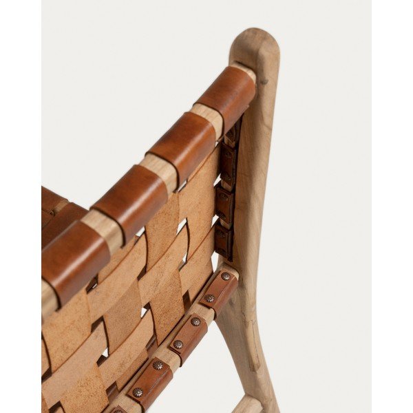 Konyakbarna-natúr színű bőr étkezőszék szett 2 db-os Calixta – Kave Home-image-4