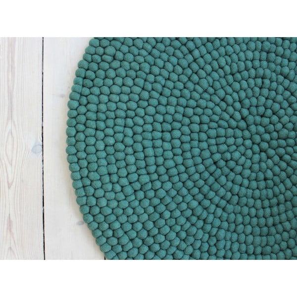 Ball Rugs zöld gyapjú golyószőnyeg, ⌀ 200 cm - Wooldot