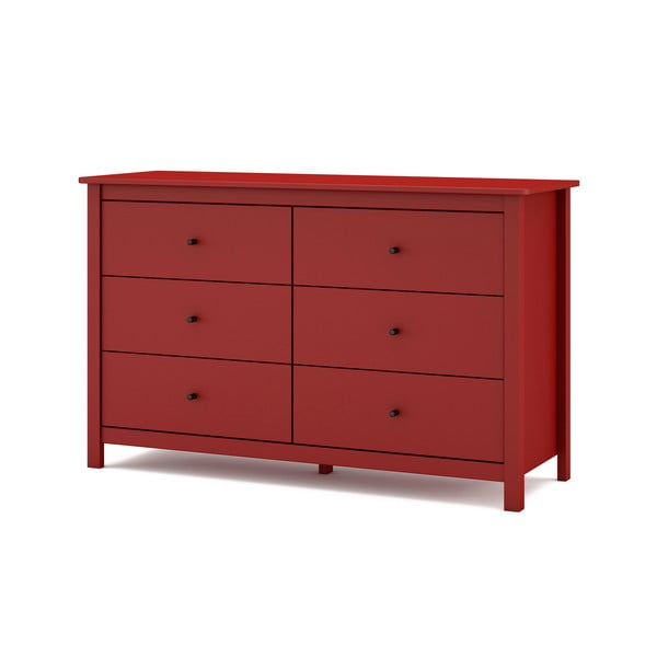 Piros borovi fenyő alacsony komód 130x80 cm Misti – Marckeric-image-3