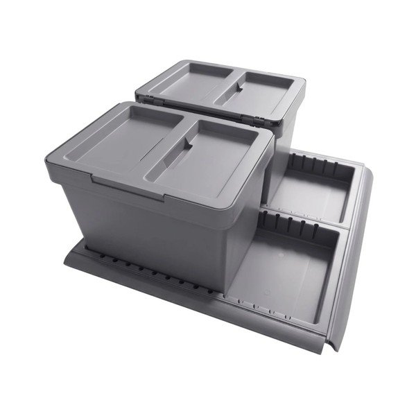 Szürke műanyag szelektív-beépíthető szemetes 2x12 l Metropolis Flip-up – Elletipi