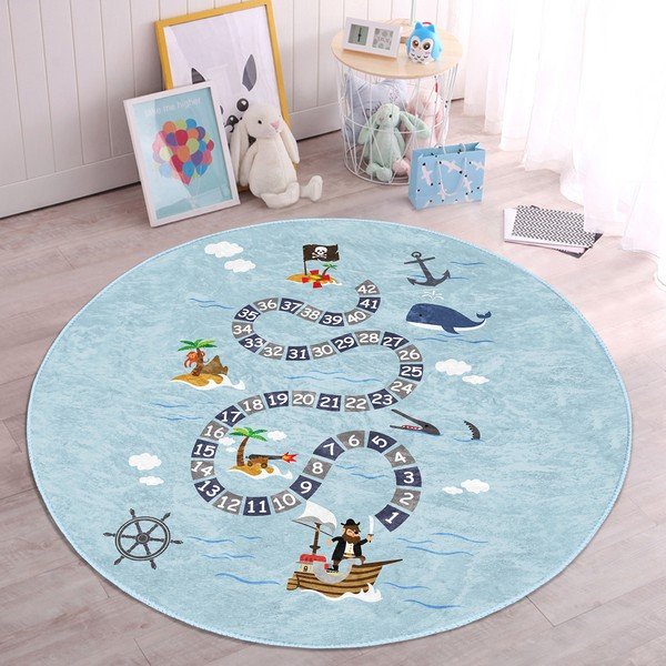 Világoskék gyerek szőnyeg ø 80 cm Comfort – Mila Home-image-2