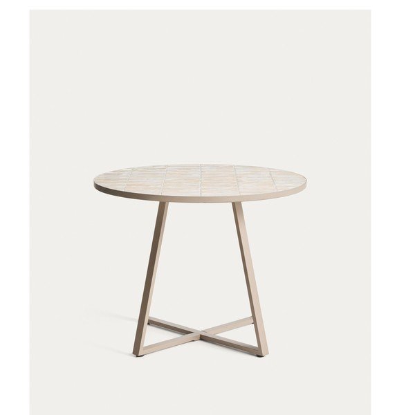 Kerek kerti étkezőasztal kerámia asztallappal ø 90 cm Tella – Kave Home-image-4