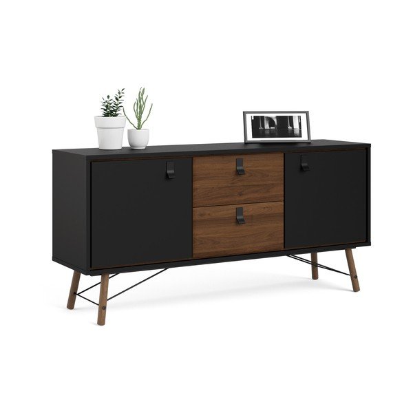 Fekete komód diófa dekorral 150x72x40 cm Ry – Tvilum-image-4