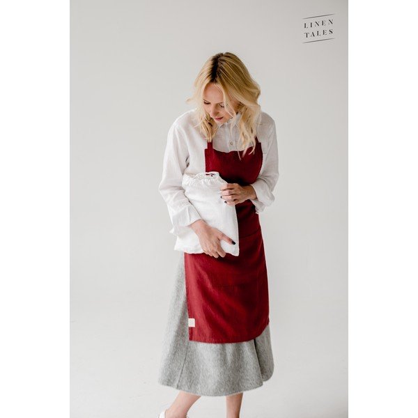 Daily Apron piros len kötény, 80 x 55 cm - Linen Tales-image-2