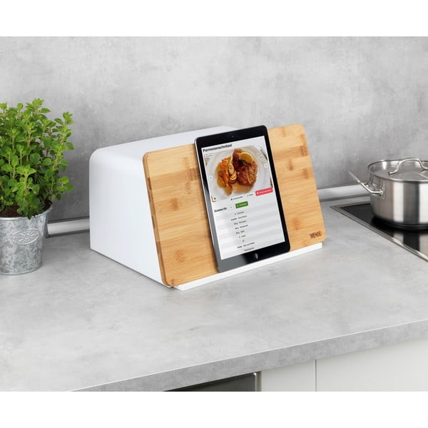 Kubo fehér kenyértartó bambusz fedéllel - Wenko-image-2