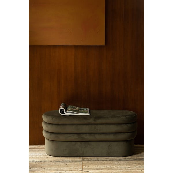 Khaki bársony pad Aditi – Dutchbone-image-1