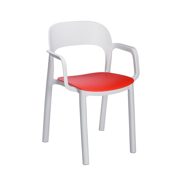 Ona 4 db fehér kerti karfás szék piros ülőrésszel - Resol