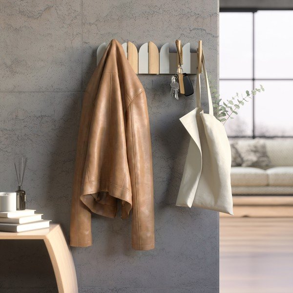 Bézs-natúr színű acél fali fogas 43 cm Saloon – Umbra-image-1