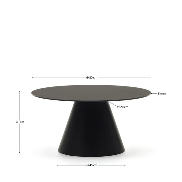 Fekete kerek dohányzóasztal üveg asztallappal ø 80 cm Wilshire – Kave Home-image-4