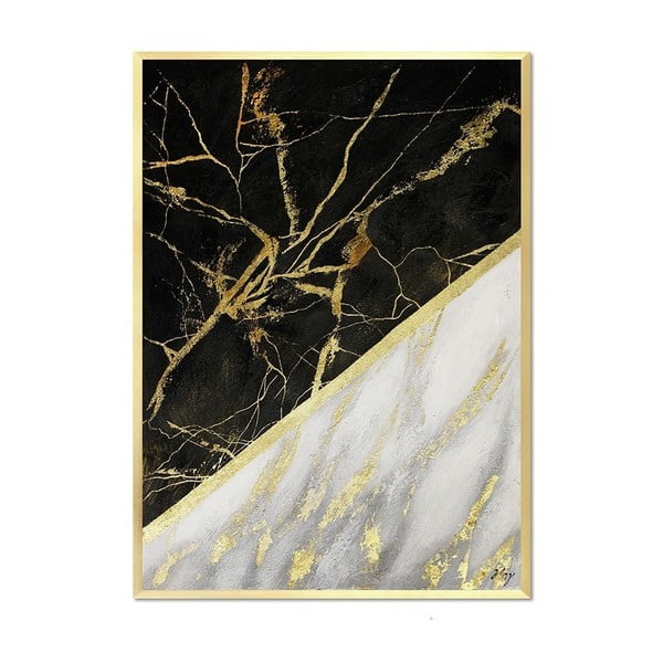 White & White Marble kézzel festett fali kép, 53 x 73 cm - JohnsonStyle