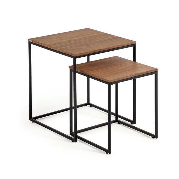 Tárolóasztal szett diófa dekoros asztallappal, 2 db-os  45x45 cm Yoana – Kave Home