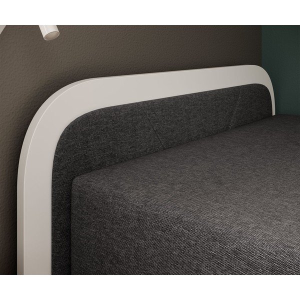 Fehér-sötétszürke kárpitozott-forgácslemez ágyneműtartós egyszemélyes ágy matraccal 80x190 cm Parys – ELTAP-image-3