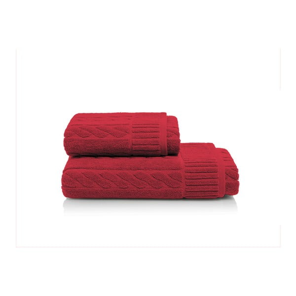 Amelia piros pamut törülköző és fürdőlepedő szett - Maison Carezza