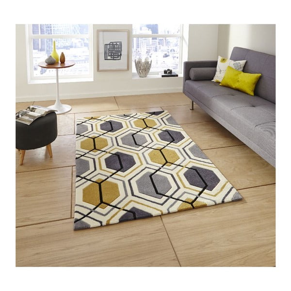 Hong Kong Hexagon Grey & Yellow szőnyeg, 120 x 170 cm - Think Rugs-image-1