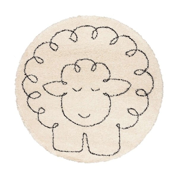 Bézs antiallergén gyerek szőnyeg ø 160 cm Fluffy Sheep - Yellow Tipi