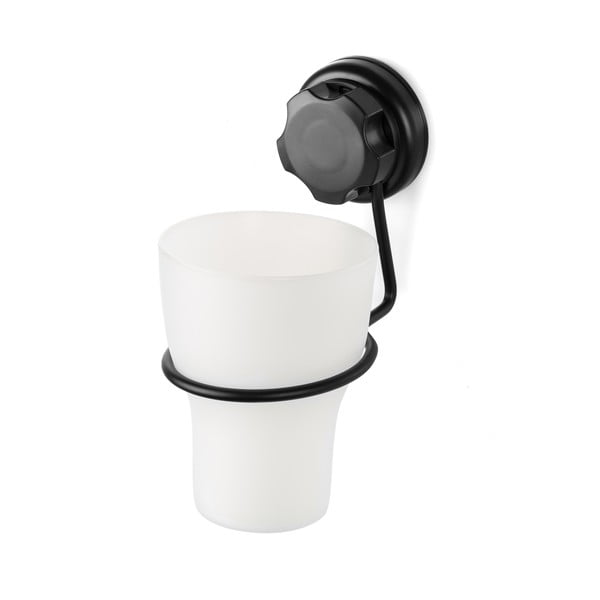 Fekete öntapadós fém fogkefetartó pohár Bestlock Black – Compactor
