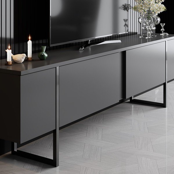 Antracitszürke TV-állvány 180x30 cm Luxe – Kalune Design-image-2