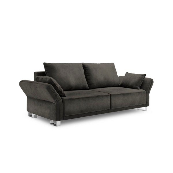 Pyxis sötétbarna háromszemélyes kinyitható kanapé bársony kárpittal - Windsor & Co Sofas-image-2
