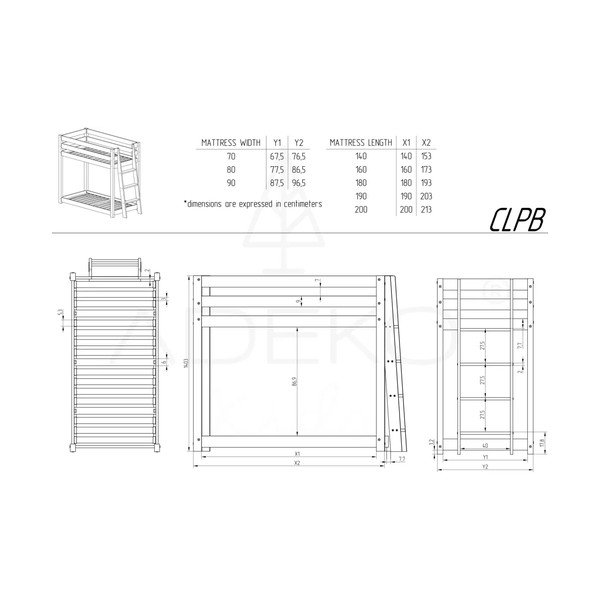 Emeletes fenyőfa gyerekágy 90x190 cm CLPB - Adeko-image-3