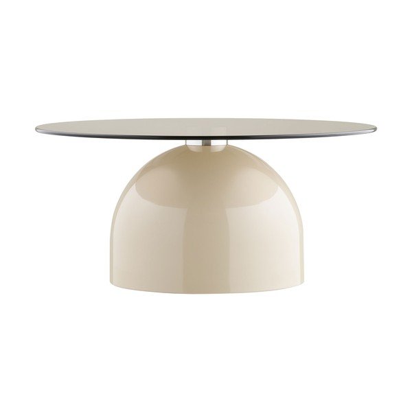 Bézs kerek dohányzóasztal üveg asztallappal ø 70 cm Ravello – House Nordic