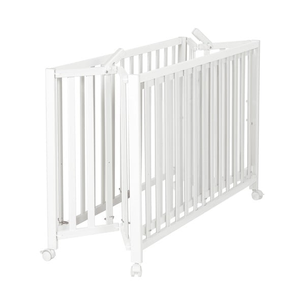Fehér összecsukható gurulós babaágy 60x120 cm Fold up – Roba-image-2