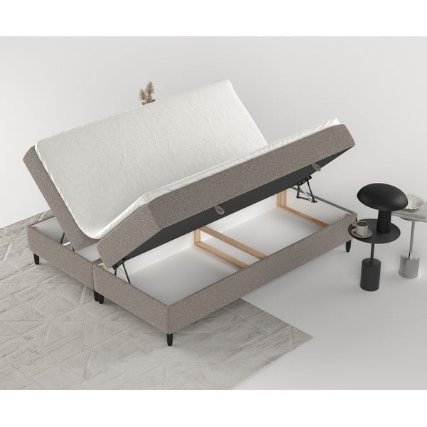 Barna ágyneműtartós boxspring ágy 200x200 cm Malte – Maison de Rêve-image-3