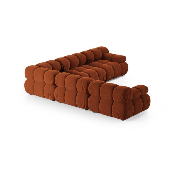 Terrakotta színű bársony moduláris sarokkanapé – Micadoni -image-3