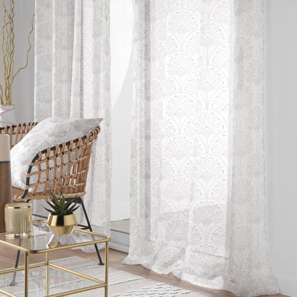 Fehér-bézs fényáteresztő függöny 140x280 cm Majestia – douceur d'intérieur-image-1