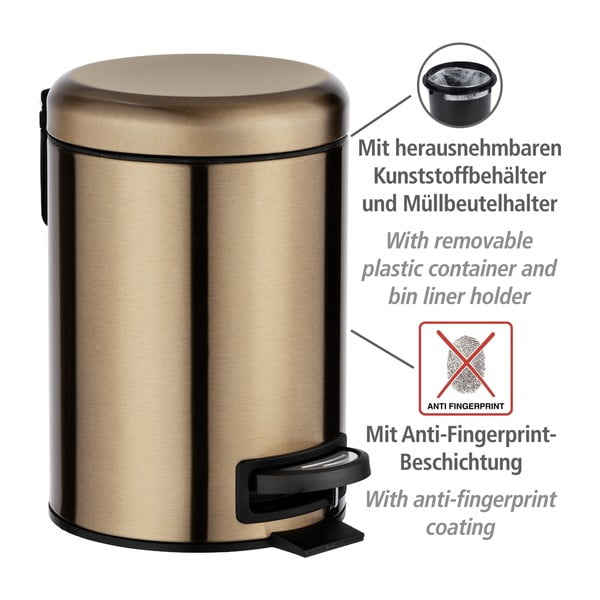 Leman rézszínű pedálos szemetes, 3 l - Wenko-image-4