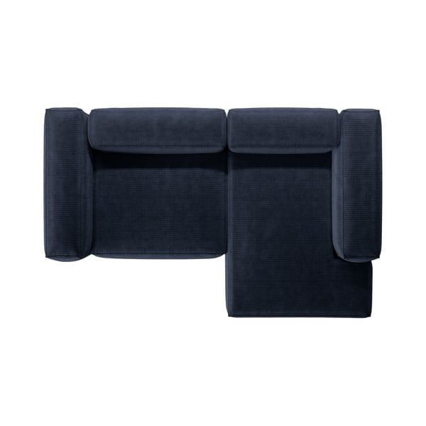 Sötétkék kordbársony sarokkanapé (jobb oldali-heverő résszel) Bergamo – Cosmopolitan Design-image-3