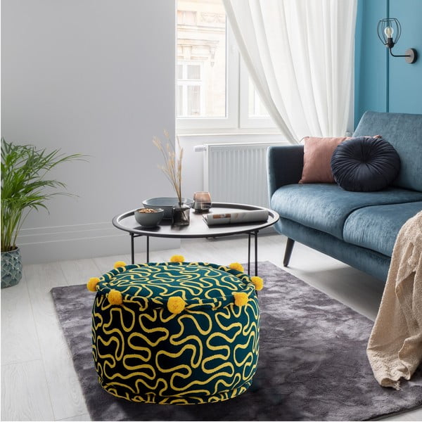 Sárga-sötétzöld puff Tangle – Tomasucci-image-2