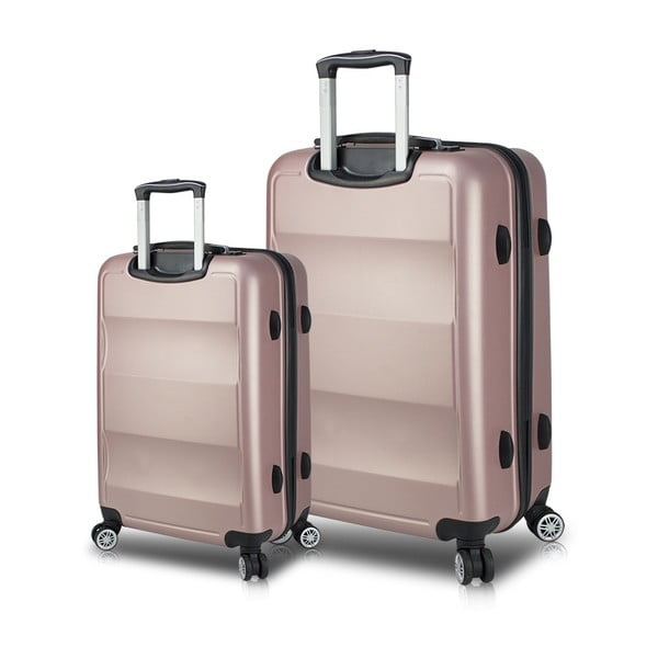 LASSO Cabin & Large 2 rózsaszín görgős bőrönd USB csatlakozóval - My Valice